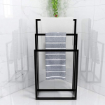 HOMERECOMMEND Metal Towel Rack 3 Bar Freestanding 3 Tier Storage Organizer Washcloth Holder (Black)