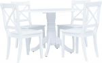 vidaXL Solid Rubber Wood Dining Room Set Kitchen Table Dining Table Set Dining Room Chair Table Set Dining Table Set 4 Chairs 5-Piece White