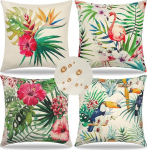 Weldomcor Veekindel padjakate 45 x 45 cm Troopiline taimemuster v&auml;ljas dekoratiivsed padjakatted aeda Patio veranda pinki diivan siseruumide elutoa toolile 4