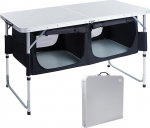 EVER ADVANCED Camping laud kokkupandav alumiiniumist kokkupandav laud 120 x 60 cm reguleeritava k&otilde;rgusega ja hoiuruumiga 50 kg kandev&otilde;imega aia laud 4-6 inimesele Camping kabinet V&auml;ike pakendi suurus piknikuks