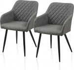 TUKAILAI komplekt 2 kunstnahast s&ouml;&ouml;gitooli, kaasaegsed k&ouml;&ouml;gitoolid, polsterdatud toolid, elutoa toolid, k&auml;etoed k&auml;etoega, seljatugi, metallist jalad, k&ouml;&ouml;ki, s&ouml;&ouml;gituppa