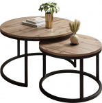 lukmebel &Uuml;mmargune kohvilaud - CIRI 2-in-1 - &Uuml;mmargune k&uuml;ljelaud - Kohvilaud - Industrial Decoration - Elutuba - V&auml;ike k&uuml;ljelaud - Diivanilaud - V&auml;ike laud - Must, Wotan Oak