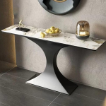 Marmorist konsoollaud, kaasaegne diivan ja konsoollaud, kitsas pikk vintage konsoollaud riiuliga (Nero,150 cm/59 tolli)