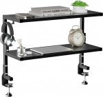 PUTORSEN 24-tolline klambriga lauakorraldaja - 2-tasandiline laudade riiul DIY riiul laua all m&auml;nguseadmetele, lauatarvikutele ja muule, musta v&auml;rvi