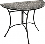 DEGAMO Siena seinalaud 45 x 90 cm poolringikujuline metallraamiga must keraamiline lauaplaat mosaiikmaterjaliga hall/valge