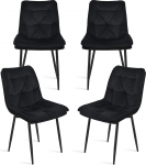 S&ouml;&ouml;gitoa toolid, mustad, 4 tooli, sametist polsterdatud toolid, k&ouml;&ouml;gitoolid, s&ouml;&ouml;gitoa toolid, elutoa toolid, polsterdatud istme ja seljatoega s&ouml;&ouml;gitoa, elutoa, k&ouml;&ouml;gi jaoks.