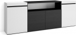 Skraut Home Sideboard, Highboard, kapp, kapp, 200 x 75 x 35 cm, 4 ust, elutuba, k&ouml;&ouml;k, kaasaegne stiil, valge ja must