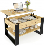 Kohvilaud reguleeritava k&otilde;rgusega ja hoiuruumiga - Kohvilaud - Elutoa laud kokkupandav - Reguleeritava k&otilde;rgusega kohvilaud - Elutoa laud puidust pruun