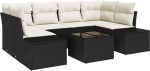 7-teiliges Garten-Sofa-Set mit Kissen Schwarz Poly-Rattan Gartenlounge Model3355626