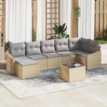 8-teiliges Garten Sofa Set mit Kissen Schwarz Poly Rattan Gartenlounge Model3346820