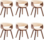 vidaXL s&ouml;&ouml;gitoa toolid, 6 tooli, s&ouml;&ouml;gitoa toolid seljatoega, s&ouml;&ouml;gitool, puidust raamiga k&ouml;&ouml;gitool, s&ouml;&ouml;gitoa, k&ouml;&ouml;gi toolid, kreemjas bentwood kunstnahast toolid