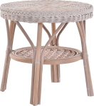 Rotangist laud / k&uuml;ljelaua &uuml;mmargune / kohvilaud rotangist laud riiul (Vintage White)