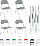 mcc direct 1 Piece Folding Chair, Faux Leather Folding Chair metallraamiga ja pehmendatud istmega, lihtne kokku panna ja hoiustada koju, kontorisse, s&ouml;&ouml;gituppa ja vastuv&otilde;tule (valge) (4, hall)