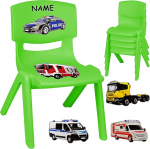 Laste tool/tool - Motiivi valik - roheline + kleebis - tulet&otilde;rje- ja politseiauto - sisaldab nime - plastikust - maksimaalne koormus 100 kg / kallutuskindel - sise- ja v&auml;litingimustes kasutamiseks -