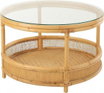 J-Line Jovelyne kohvilaud rotangist / klaasist naturaalne v&auml;rvus