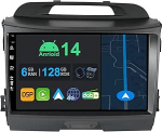9-tolline Android 14 autoraadio koos satelliitnavigatsiooniga Kia Sportage 2010-2016 jaoks | Octa Core | 6GB 128GB | Sisseehitatud 4G LTE | CarPlay & Android Car | DSP | DAB | HDMI | Dual Band WiFi | Bluetooth 5.0