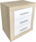 Du&eacute;rmete Online Cambria and white bedside table in Nordic style model Omabella with 3 drawers, practical and elegant design, colours, wood, 50 cm (ancho) x 60.5 cm (Alto) x 34.5 cm (Fondo)