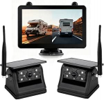 Solar Magnetic Kit Dual Wireless tagantvaate kaamera 7-tollise puuteekraaniga, 12000mAh aku, &ouml;ine n&auml;gemine, veekindel, loop salvestamine, tagantvaate kaamera veoauto haagistele