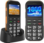 Senior mobiiltelefon ilma lepinguta, GSM Dual SIM nupuga mobiiltelefon Senior telefon suurte nuppudega, 1800 mAh aku, USB-C, laadimisjaam, pension&auml;ride pension&auml;ride mobiiltelefoni lihtne SOS nupuga