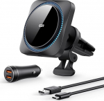 ESR HaloLock traadita autolaadija koos CryoBoostiga, &uuml;hildub MagSafe autokinnitusega koos laadimisfunktsiooniga, &uuml;hildub iPhone 16/15/14/13/12 seeria, Galaxy S25, 36W QC 3.0 kiirlaadijaga