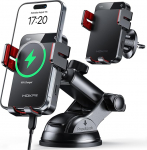 MOKPR auto mobiiltelefoni hoidja koos laadimisfunktsiooniga, 15 W mobiiltelefoni hoidja auto induktiivne laadimine ventilatsiooniklambrite / armatuurlaua / tuuleklaasi jaoks iPhone 16/15/14/13, Galaxy S24 jne. (punane)