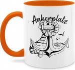 Mug 325 ml - Statement - Anchor Place with Anchor and Paper Boat - 325 ml - Orange - Coffee Cups with Statements Maritime Coffee Cup Statement Mug Happy New Year Motif
