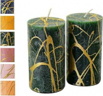 Kuldse mustriga advendik&uuml;&uuml;nlad - 2 tk - Rustiline pind - K&uuml;&uuml;nlad / k&uuml;&uuml;nlad - j&otilde;ulud / j&otilde;ulup&auml;rg / advendip&auml;rg (Hunter Green, k&otilde;rgus: 11 cm / l&auml;bim&otilde;&otilde;t 6 cm - 2 tk).