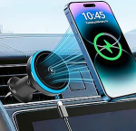 15 W autokinnitus koos laadimisfunktsiooniga, 360&deg; p&ouml;&ouml;ratavad auto lisaseadmed, &otilde;huventilaator iPhone 12/13/14/15/16/Pro Max Plu (must)