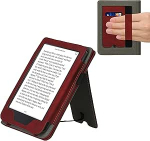 kwmobile kaitsekott, mis &uuml;hildub Kobo Clara 2E / Tolino Shine 4 Flip Case'iga - kate koos k&auml;erihmaga - s&uuml;damehari tumepunane