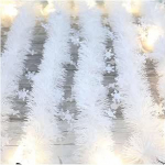 Tinsel Garland, Valge j&otilde;ulugirant lumehelvestega, 2 m x 8,5 cm, paksendatud kunstlik dekoratiivne girland, j&otilde;ulup&auml;rg, talvine girland ustele, kaminatele, treppidele, seinale,