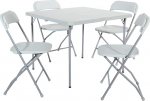 Office Star Resin Folding Table and Chair, Square, 5 Pieces, Metal Alloy Steel Plastic Polypropy, Light Grey, Set of 5