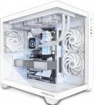 MUSETEX PC Case ATX, 360 mm Wheel Support, Type C Gaming PC Case, 270&deg; Full View Tempered Glass Mid Tower PC Case, 3 Non-LED Fans Pre-installed, Pure White ATX Computer Case, Y6
