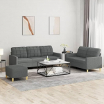 CIADAZ 3-piece sofa set with cushions, dark grey fabric, sofa with relaxation function, couch set, living room sofa, couch, sofa set 3201315