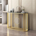 KLLJHB Glam Marble Oval Console Table with Gold Frame, Console, Sofa Table for Hallway, Wrought Iron Porch Table, Living Room, Marble Foyer, Porch Table on the Wall, S