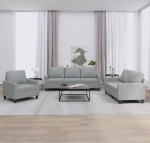 LAPOOH 3201428 3-Piece Sofa Set with Cushions Light Grey Fabric, Sofas & Couches, Sofa Living Room, Sofa for Teenager's Room, Relaxing Sofa, Sofa for Bedroom, Upholstered Sofa