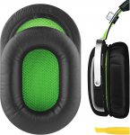 Geekria QuickFit asendusvalgu nahast k&otilde;rvapadjad Razer BlackShark Stereo Gaming k&otilde;rvaklappide k&otilde;rvapadjad remonditarvikud (must/roheline)