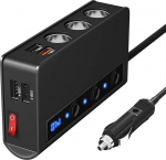 Autolaadija Sigaretis&uuml;&uuml;taja pistikupesa Splitter 180 W Sigaretis&uuml;&uuml;taja adapter 4 USB pordiga Eraldi l&uuml;liti pinge n&auml;idik QC3.0 kiirlaadimine telefoni tahvelarvutite jaoks Dash Cam