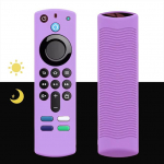 Silikoonist kaugjuhtimispuldi asendaja 4K / HD striimimise kaugjuhtimispuldi mittelibisev pestav kaitsev kaugjuhtimispult koos paelaga Glow Lilla
