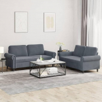 Juroupi 2-TLG. Sofagarnitur mit Kissen Sofa Wohnzimmer Sitzgruppe Wohnzimmer Sofa Set Sofas F&uuml;R Wohnzimmer Dunkelgrau Samt - 3202211
