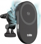 SBS Qi2 25W traadita MagSafe laadija, magnetiline autotelefoni hoidja, &otilde;huventilaatori kinnitus, kiirlaadimine, USB-C toiteallikas, laadija iPhone'ile, Google Pixelile, Samsungile, must