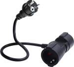 L&uuml;hike Schuko topeltpistikuga kaabel, 2 kuni 1 l&uuml;hike Schuko pikenduskaabel, v&auml;litingimustes kasutatav pikenduskaabel koos pistikuga, 3 x 1,5 mm&sup2;, 16 A, 250 V, IP44 kodutehnika (SchwarzDirekt, 0,5)