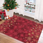 GarveeHome Weihnachtsdekoration Fu&szlig;matte 60 x 100 cm Rot Weihnachtsteppiche Rutschfester Wasseraufnahme Eingangsteppich Waschbar Weihnachtsteppich f&uuml;r K&uuml;che Wohnzimmer Schlafzimmer Badezimmer