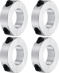 sourcing map Shaft Gaiter 0.95" Bore Double Split Aluminum Clamp Collar with Set Screw 4 Pack