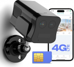 enjfeocy 4G LTE Mini Camera with Dual Lens Surveillance, Surveillance Camera without WiFi, Portable Surveillance Camera, Durable Battery, PIR Motion Detection, Night Vision, Two-Way Talk, SD/Cloud