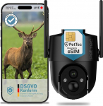 PetTec Pet Cam Free'n 360 4G LTE j&auml;lgimiskaamera must [ilma tellimuslukustuseta] aku ja panoraam- ning kallutusfunktsiooniga - v&auml;likaamera 3MP ultraseade, liikumistuvastus, 20 m &ouml;&ouml;n&auml;gemine IP65