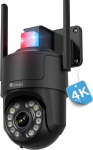 Ctronics 4K v&auml;livalvekaamera, auto j&auml;lgimine, v&auml;rviline/IR &ouml;&ouml;n&auml;gemine t&auml;htede valgusega, 30 m, punane/sinine h&auml;irevalgus ja sireen, inimene/auto/loom, PC/rakendus, 8 eelseadistust, SD 256GB/FTP/NVR, IP66