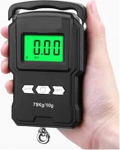 Digitalwaage, 75 kg/10 g tragbare elektronische LCD-Handwaage, tragbare elektronische Angelhakenwaage mit einziehbarem Ma&szlig;band