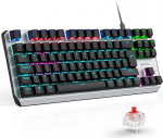 OMOTON mehaaniline m&auml;nguklaviatuur punaste l&uuml;lititega (lineaarne), 80% TKL, QWERTZ klaviatuur, kiire reageerimine, Anti-Ghosting, 20 LED valgustus, klaviatuur PC/Windows/PS4, ISO-DE