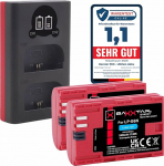 Baxxtar 2 x LP-E6N aku 2400 mAh koos topeltlaadijaga (LCD USB-C Micro USB) &Uuml;hildub Canon EOS 5D Mark II III IV 5DS R R5 6D 7D 60D 70D 80D 90D XC10 XC15 XC 10 15 WFT-E5 E7 LP-E6 LPE6N LP E6N