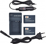 DSTE BXM-10 Li-ion aku (2-pack) ja DC175E laadija &uuml;hildub XiaoYi YI-M1 peegelkaameraga.